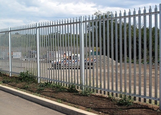 D Section Palisade Fence Panels , 9ft Length Backyard Metal Fencing